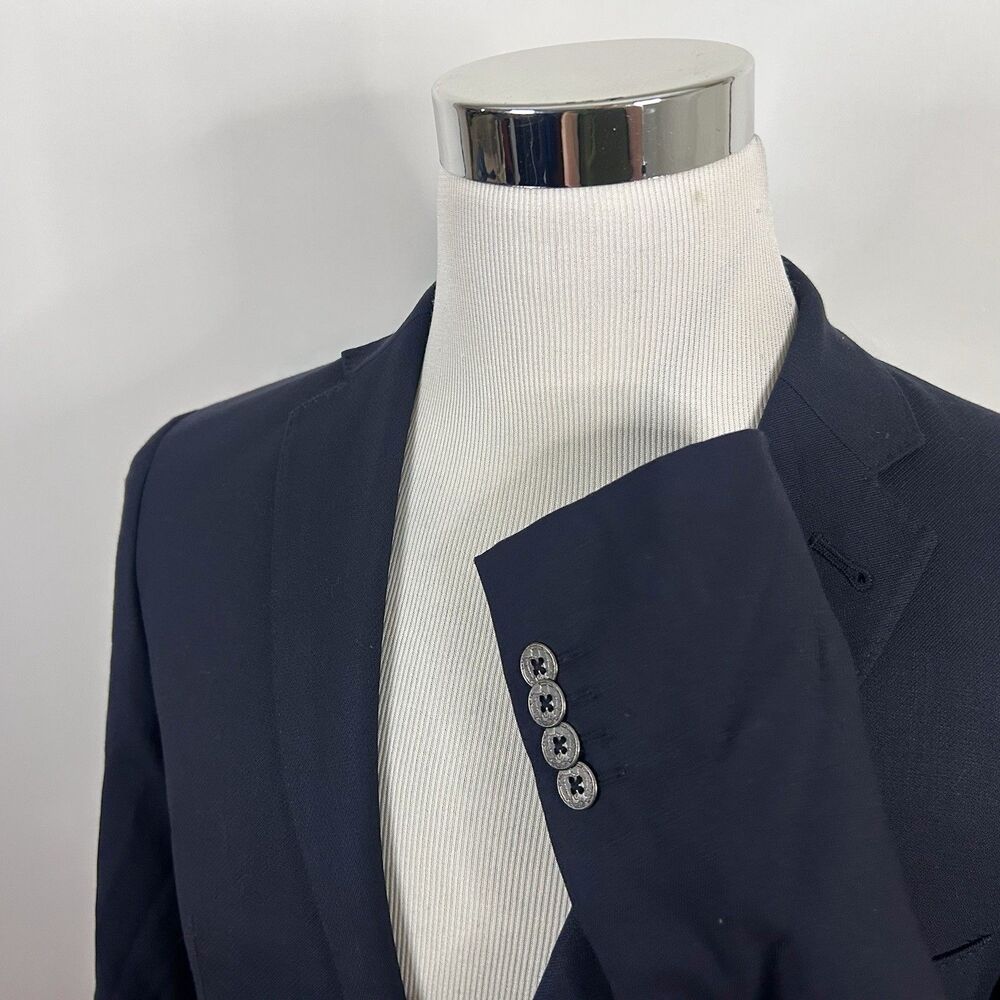 Joseph Abboud 38S Blazer 110s Wool Dark Navy Silver Two Button Double Vented